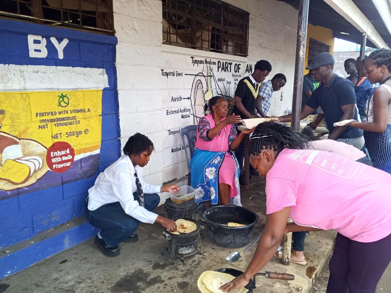 Volunteers cooking